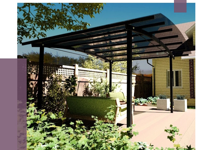 Навесы для террасы в Гудермесе от 13065 руб. под ключ | ПРОЛЁТ-Гдр