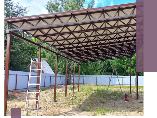 Односкатные навесы под ключ в Гудермесе — изготовление и монтаж