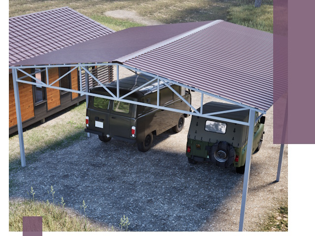 Двускатные навесы под ключ в Гудермесе — изготовление и монтаж