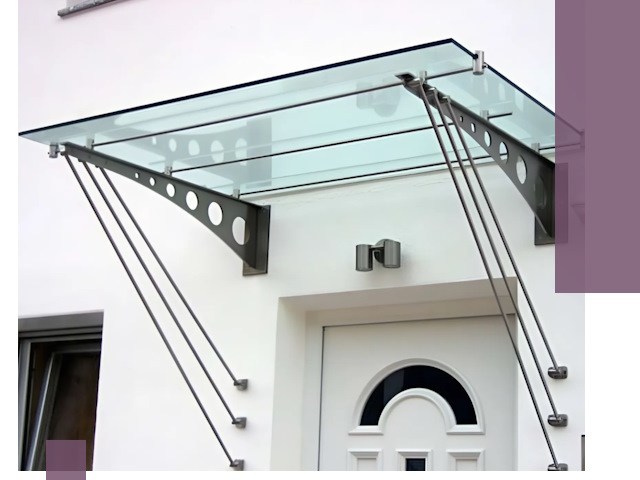 Козырьки над входом под ключ в Гудермесе — изготовление и монтаж